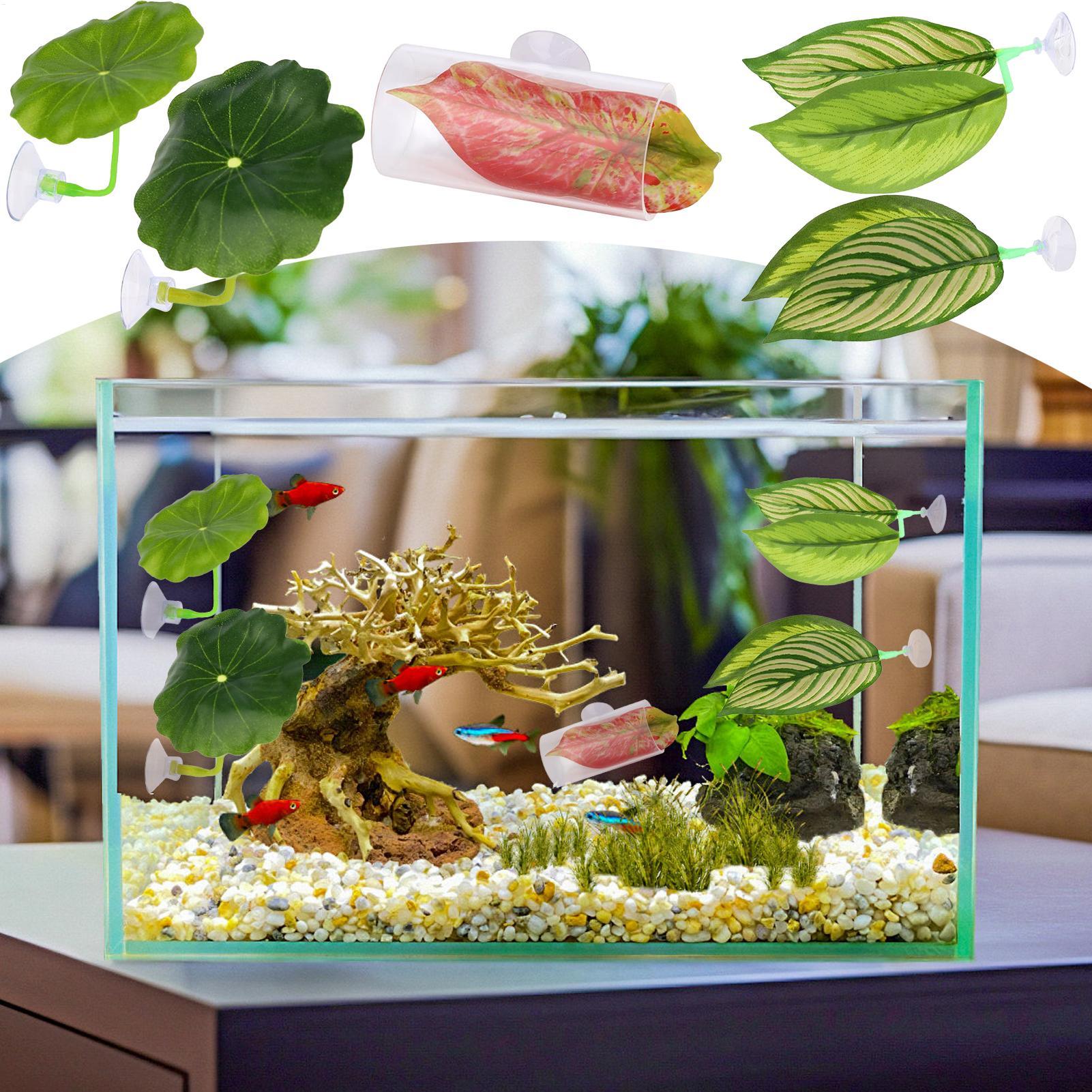 Fish Toys For Aquarium - Betta-Fisch-Hängematte, 5-teilig, verstellbar, Betta-Blatt-Hängematte, Fischspielzeug-Set, Aquarium-Dekoration