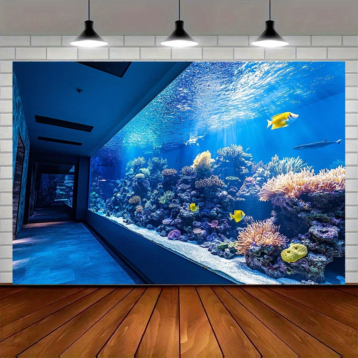 Aquarium Fish Background - Lebendiger Unterwasser-Aquarium-Wandteppich Korallenriff Bunte Fische Wandbehang