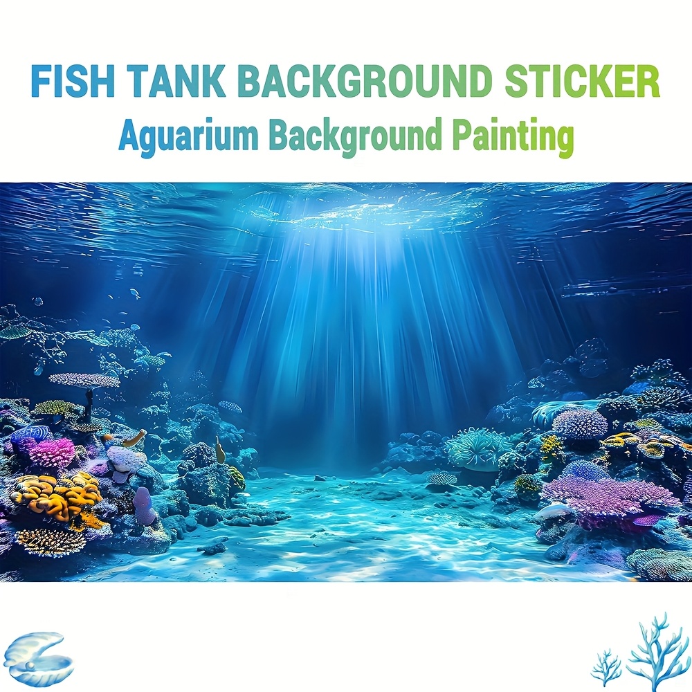 Aquarium Fish Background - Aquarium-Hintergrundtapete Fischbecken-Aufkleber, Geeignet für Meerwasser-/Süßwasser-Aquarien, Schildkrötenbecken