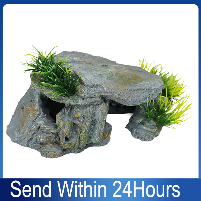 Aquarium Fish Hideout - Reptilien-Steinhöhle Natürliche Versteckhöhle für Reptilien Aquarium-Versteckhöhle