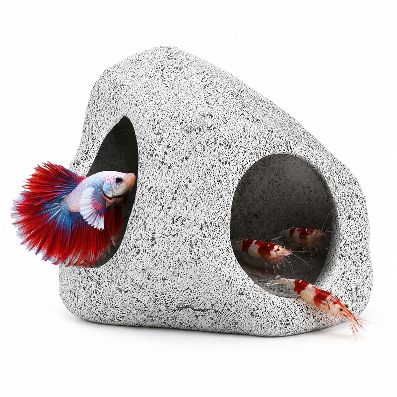 Aquarium Fish Hideout - Aquarium-Felsenhöhle, Keramik-Dekoration für Fischbecken, für Garnelen,